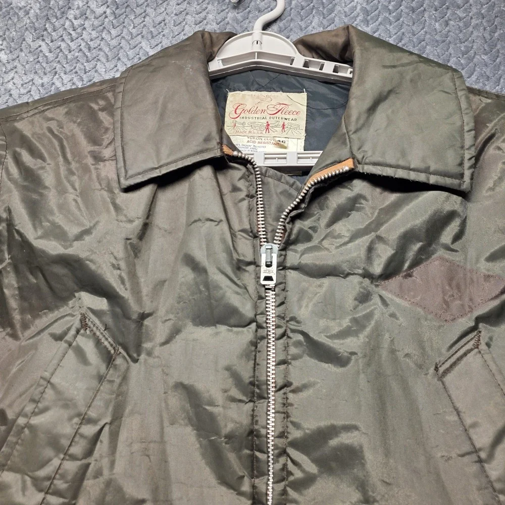 VTG Golden Fleece Industrial Outerwear‎ Jacket Men's 46 Green Quilted Lined USA